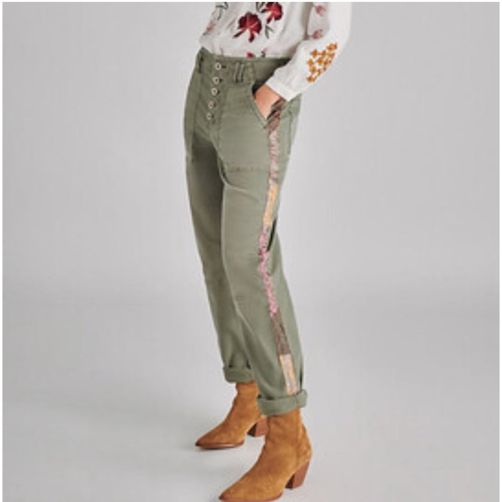 Anthropologie The Wanderer Cargo Patchwork Side Stripe Utility Pants
